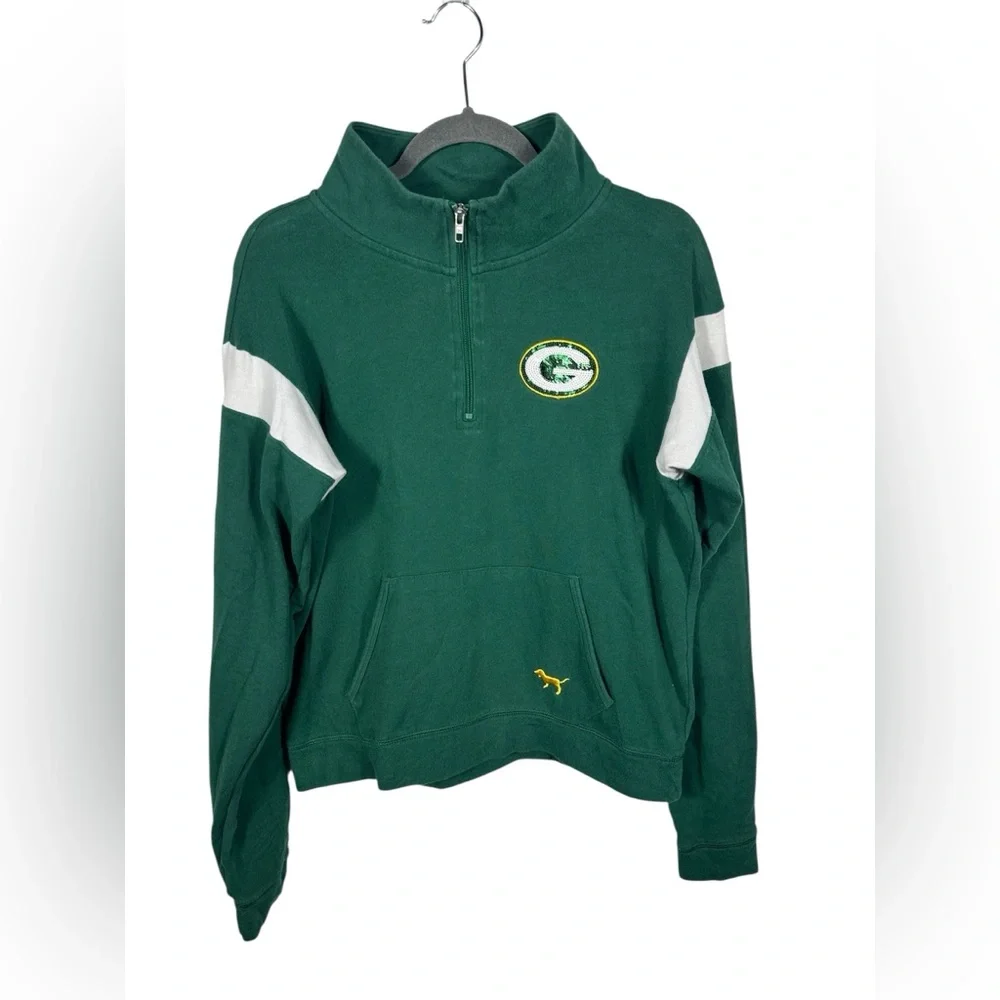 PINK Victoria’s Secret‎ Green Bay Packers Quarter Zip Pullover Women’s Small NFL
